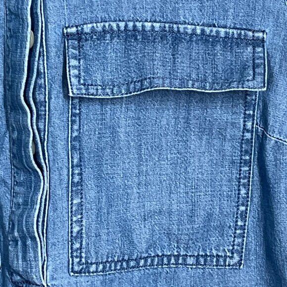 J.Crew Chambray Shirt Dress | Size 0 Denim Mini Dress with Pockets Blue Casual - Picture 7 of 9